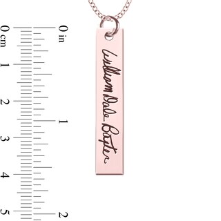 Engravable Your Own Handwriting Vertical Bar Pendant in 10K White, Yellow or Rose Gold (1 Image and Line)