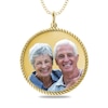 Engravable Photo Rope Frame Circle Pendant in 10K White, Yellow or Rose Gold (1 Image and 3 Lines)