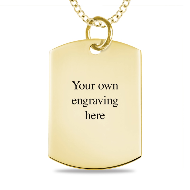 Medium Engravable Photo Dog Tag Pendant in 10K White, Yellow or Rose Gold (1 Image and 3 Lines)