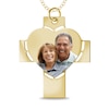 Thumbnail Image 0 of Engravable Photo Perforated Heart Cross Pendant in 10K White, Yellow or Rose Gold (1 Image and 2 Lines)