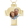 Thumbnail Image 1 of Engravable Photo Perforated Heart Cross Pendant in 10K White, Yellow or Rose Gold (1 Image and 2 Lines)