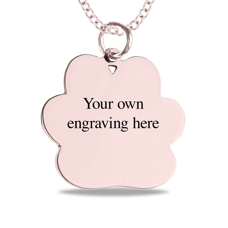 Engravable Photo Textured Paw Print Pet Pendant in 10K White, Yellow or Rose Gold (1 Image and 2 Lines)