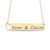 Thumbnail Image 0 of Engravable Cut-Out Heart with Your Own Handwriting Bar Necklace in 10K White, Yellow or Rose Gold (1 Image and Line)