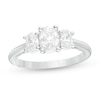 1.47 CT. T.W. Certified Oval Lab-Grown Diamond Past Present Future® Engagement Ring in 14K White Gold (G/SI2)