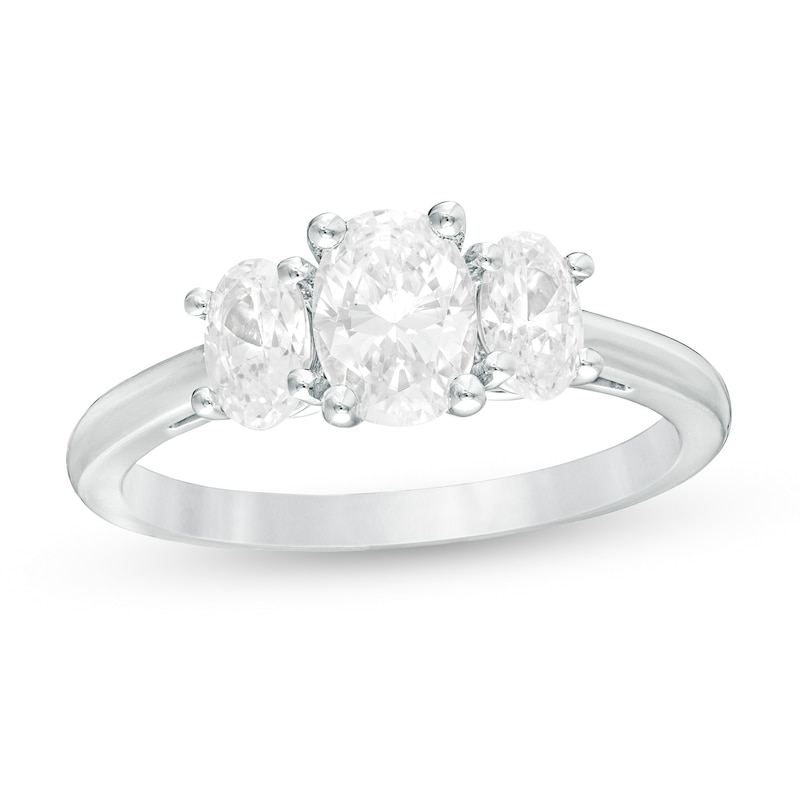 Main Image 1 of 1.47 CT. T.W. Certified Oval Lab-Grown Diamond Past Present Future® Engagement Ring in 14K White Gold (G/SI2)