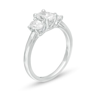 1.47 CT. T.W. Certified Oval Lab-Grown Diamond Past Present Future® Engagement Ring in 14K White Gold (G/SI2)