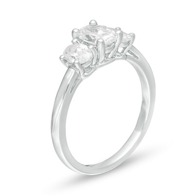 1.47 CT. T.W. Certified Oval Lab-Grown Diamond Past Present Future® Engagement Ring in 14K White Gold (G/SI2)