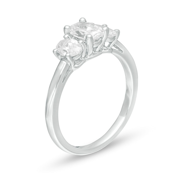 1.47 CT. T.W. Certified Oval Lab-Grown Diamond Past Present Future® Engagement Ring in 14K White Gold (G/SI2)