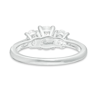 1.47 CT. T.W. Certified Oval Lab-Grown Diamond Past Present Future® Engagement Ring in 14K White Gold (G/SI2)