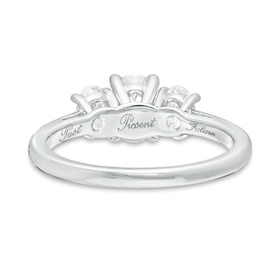 1.47 CT. T.W. Certified Oval Lab-Grown Diamond Past Present Future® Engagement Ring in 14K White Gold (G/SI2)