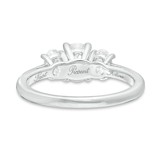 1.47 CT. T.W. Certified Oval Lab-Grown Diamond Past Present Future® Engagement Ring in 14K White Gold (G/SI2)