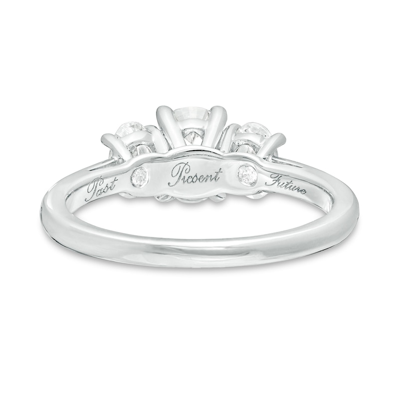 Main Image 4 of 1.47 CT. T.W. Certified Oval Lab-Grown Diamond Past Present Future® Engagement Ring in 14K White Gold (G/SI2)
