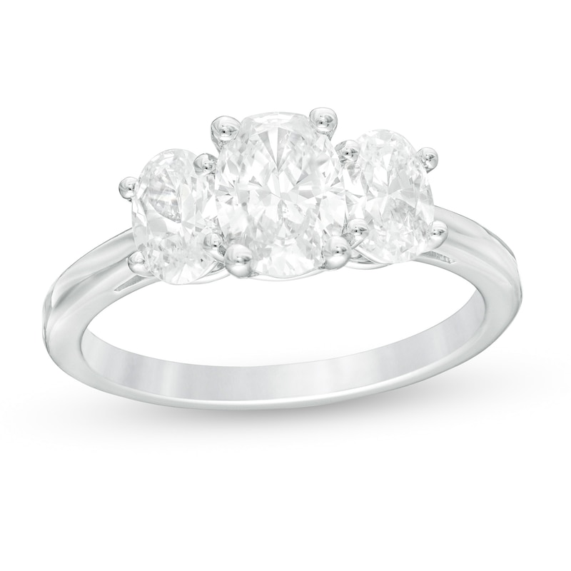 1.97 CT. T.W. Certified Oval Lab-Created Diamond Past Present Future® Engagement Ring in 14K White Gold (G/SI2)