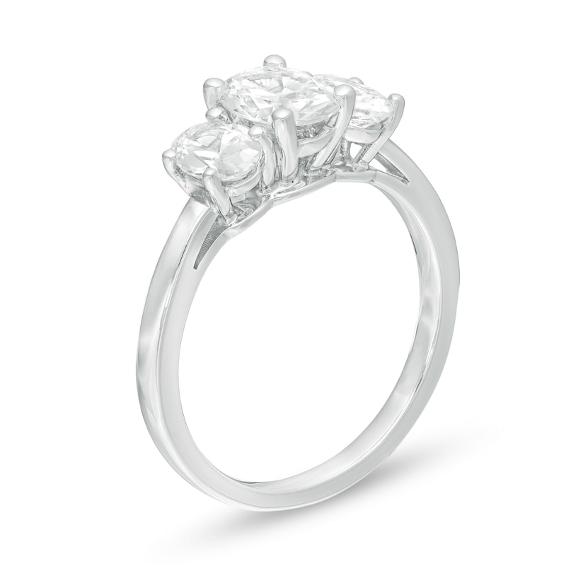 1.97 CT. T.W. Certified Oval Lab-Created Diamond Past Present Future® Engagement Ring in 14K White Gold (G/SI2)