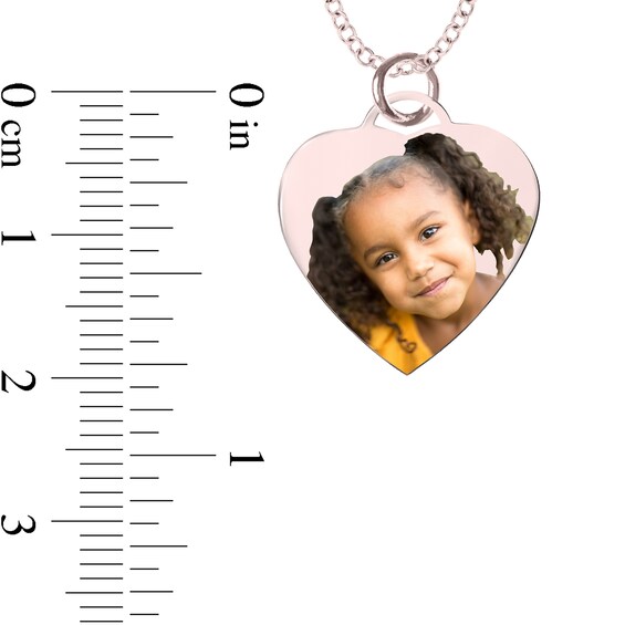 Small Engravable Photo Heart Pendant in 10K White, Yellow or Rose Gold (1 Image and 2 Lines)