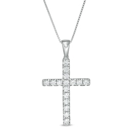 0.45 CT. T.W. Certified Lab-Grown Diamond Cross Pendant in 14K White Gold (F/SI2)