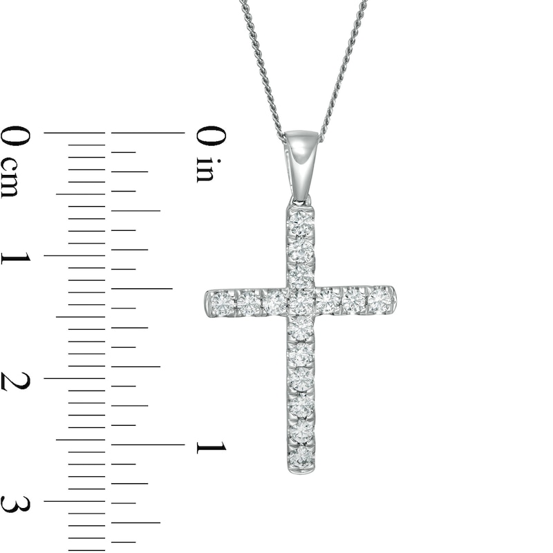 Main Image 3 of 0.45 CT. T.W. Certified Lab-Grown Diamond Cross Pendant in 14K White Gold (F/SI2)