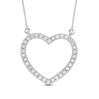 0.45 CT. T.W. Certified Lab-Grown Diamond Heart Outline Necklace in 14K White Gold (F/SI2)