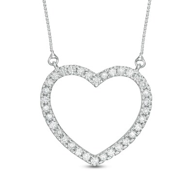 0.45 CT. T.W. Certified Lab-Grown Diamond Heart Outline Necklace in 14K White Gold (F/SI2)