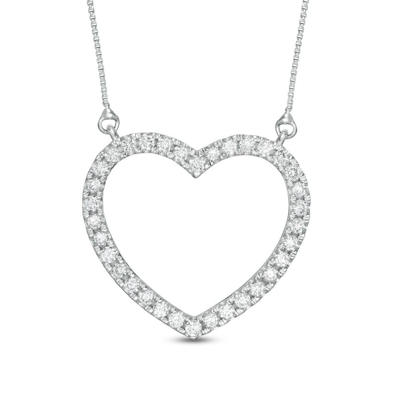 Main Image 1 of 0.45 CT. T.W. Certified Lab-Grown Diamond Heart Outline Necklace in 14K White Gold (F/SI2)