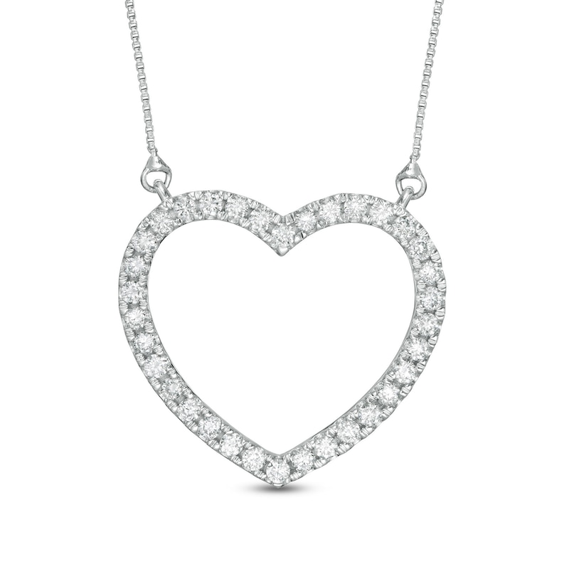 0.45 CT. T.W. Certified Lab-Created Diamond Heart Outline Necklace in 14K White Gold (F/SI2)|Peoples Jewellers