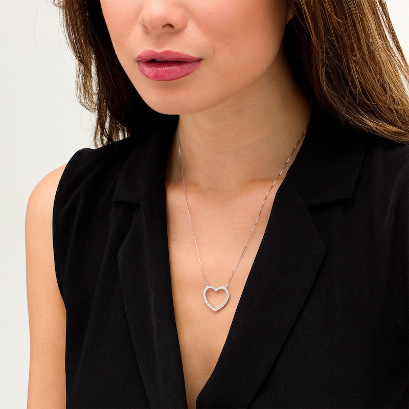 0.45 CT. T.W. Certified Lab-Grown Diamond Heart Outline Necklace in 14K White Gold (F/SI2)