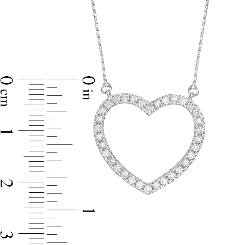 Main Image 4 of 0.45 CT. T.W. Certified Lab-Grown Diamond Heart Outline Necklace in 14K White Gold (F/SI2)