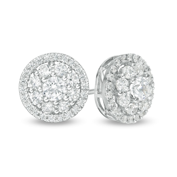 0.95 CT. T.W. Certified Lab-Grown Diamond Double Frame Stud Earrings in 14K White Gold (F/SI2)