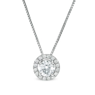 0.45 CT. T.W. Certified Lab-Grown Diamond Frame Pendant in 14K White Gold (F/SI2)