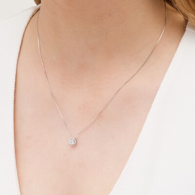 0.45 CT. T.W. Certified Lab-Grown Diamond Frame Pendant in 14K White Gold (F/SI2)