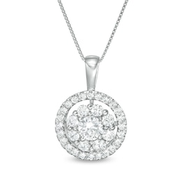 0.95 CT. T.W. Certified Lab-Grown Diamond Double Frame Pendant in 14K White Gold (F/SI2)