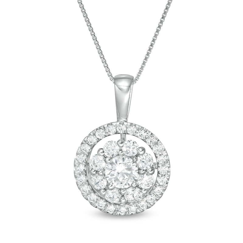 0.95 CT. T.W. Certified Lab-Created Diamond Double Frame Pendant in 14K White Gold (F/SI2)