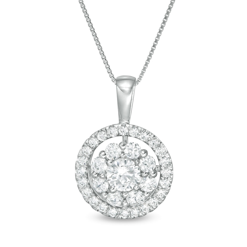 Main Image 1 of 0.95 CT. T.W. Certified Lab-Grown Diamond Double Frame Pendant in 14K White Gold (F/SI2)