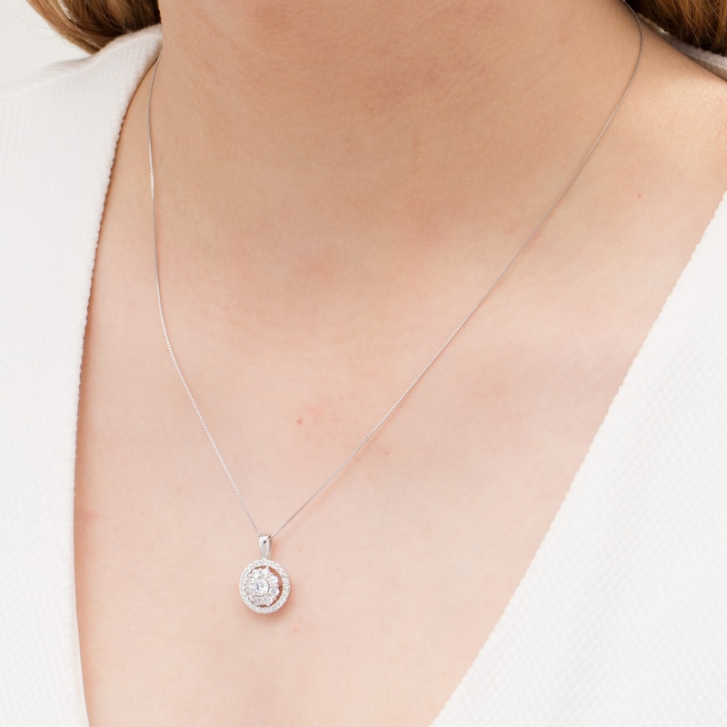 Main Image 2 of 0.95 CT. T.W. Certified Lab-Grown Diamond Double Frame Pendant in 14K White Gold (F/SI2)