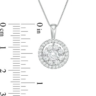 0.95 CT. T.W. Certified Lab-Created Diamond Double Frame Pendant in 14K White Gold (F/SI2)