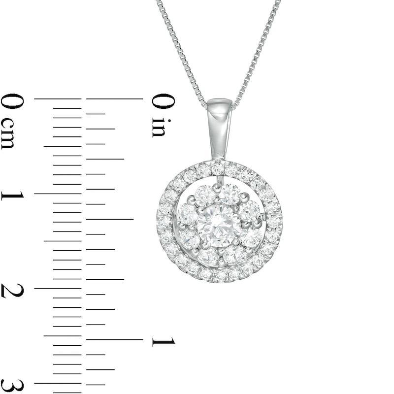 Main Image 3 of 0.95 CT. T.W. Certified Lab-Grown Diamond Double Frame Pendant in 14K White Gold (F/SI2)