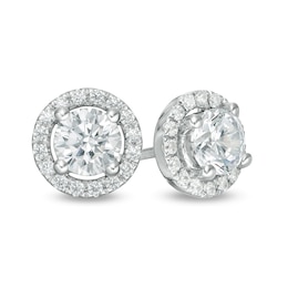 0.95 CT. T.W. Certified Lab-Created Diamond Frame Stud Earrings in 14K White Gold (F/SI2)