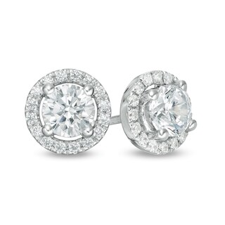 0.95 CT. T.W. Certified Lab-Grown Diamond Frame Stud Earrings in 14K White Gold (F/SI2)