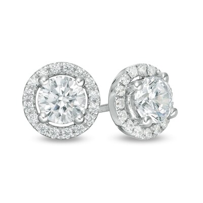 0.95 CT. T.W. Certified Lab-Grown Diamond Frame Stud Earrings in 14K White Gold (F/SI2)