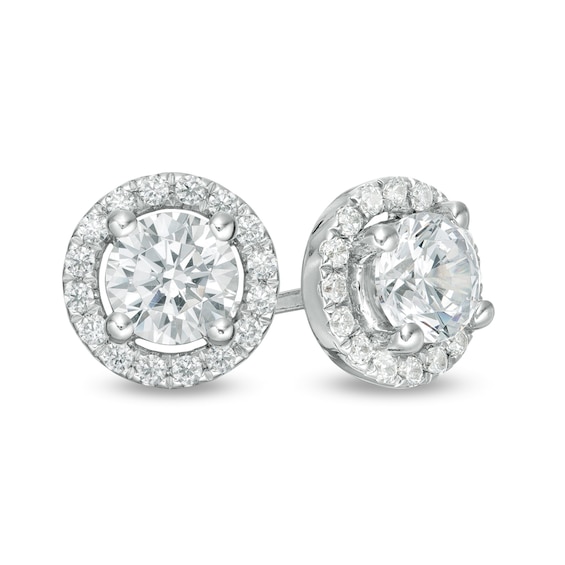 0.95 CT. T.W. Certified Lab-Grown Diamond Frame Stud Earrings in 14K White Gold (F/SI2)