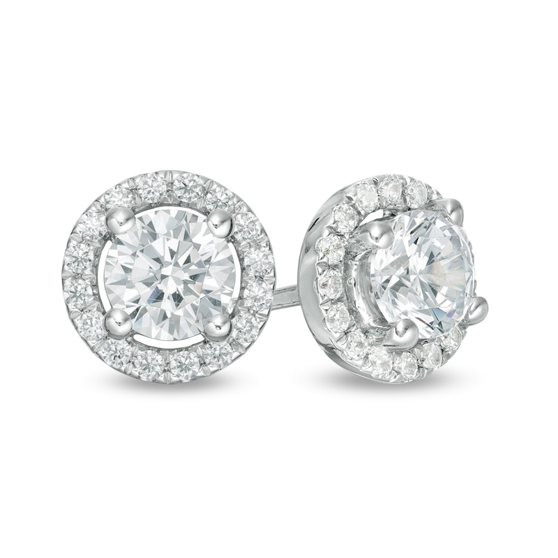 0.95 CT. T.W. Certified Lab-Grown Diamond Frame Stud Earrings in 14K White Gold (F/SI2)