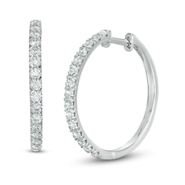 0.95 CT. T.W. Certified Lab-Grown Diamond Hoop Earrings in 14K White Gold (F/SI2)