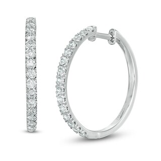 0.95 CT. T.W. Certified Lab-Grown Diamond Hoop Earrings in 14K White Gold (F/SI2)
