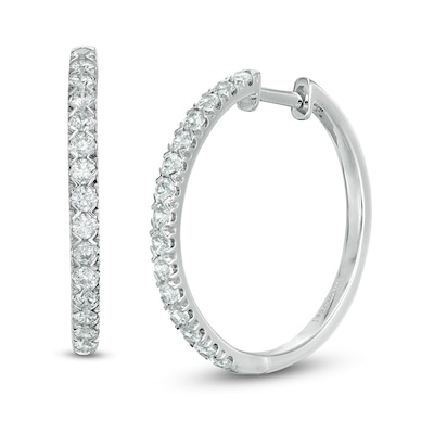 0.95 CT. T.W. Certified Lab-Grown Diamond Hoop Earrings in 14K White Gold (F/SI2)