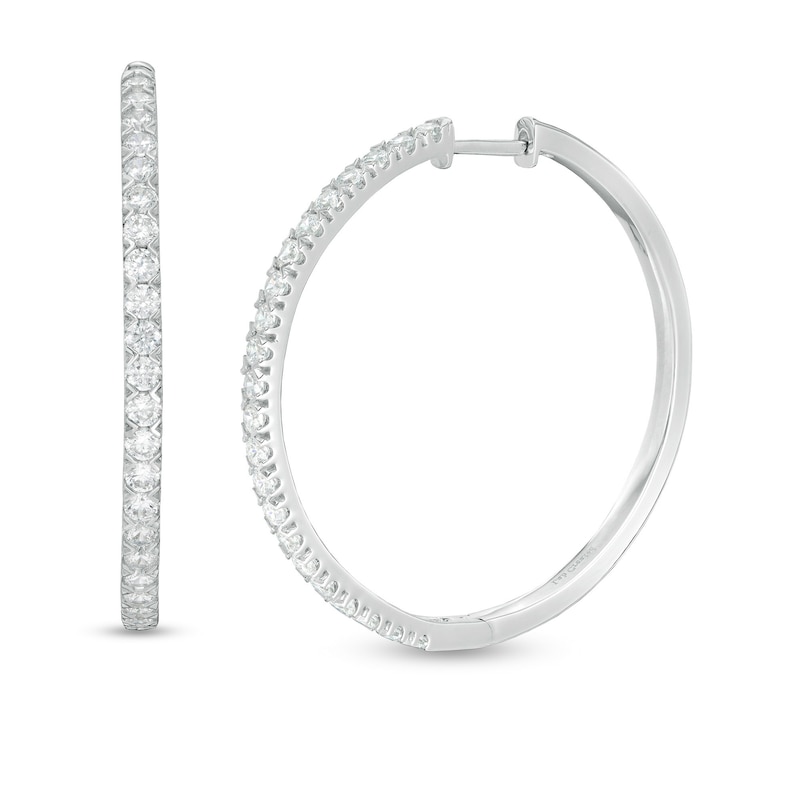 1.95 CT. T.W. Certified Lab-Created Diamond Hoop Earrings in 14K White Gold (F/SI2)|Peoples Jewellers