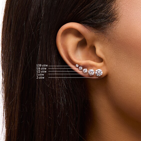 0.46 CT. T.W. Certified Lab-Grown Diamond Solitaire Stud Earrings in 14K White Gold (F/SI2)