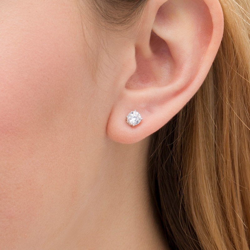 Main Image 2 of 0.95 CT. T.W. Certified Lab-Grown Diamond Solitaire Stud Earrings in 14K White Gold (F/SI2)