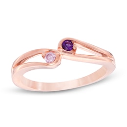 Couple's Birthstone Looping Bypass Split Shank Ring (2 Stones)