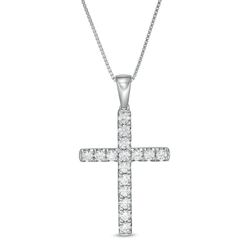 0.45 CT. T.W. Certified Lab-Grown Diamond Cross Pendant in 14K White Gold (F/SI2)