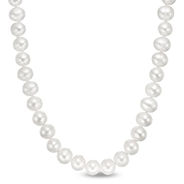 5.0 - 6.0mm Cultured Freshwater Pearl Knotted Strand Necklace with Sterling Silver Clasp - 18&quot;